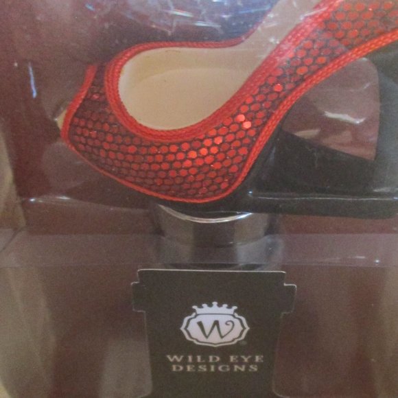 NEW Wild Eye Designs High Heel Glittery Red Wine / Bottle Stopper New in Box - Picture 6 of 6